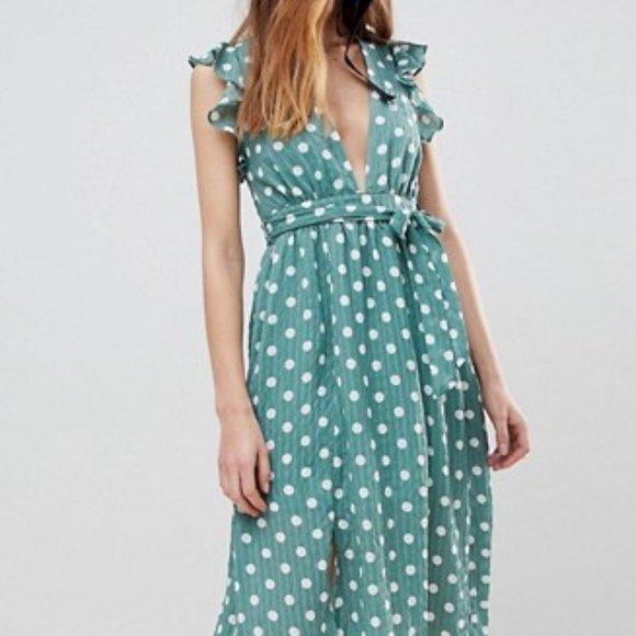 polka dot plunge dress